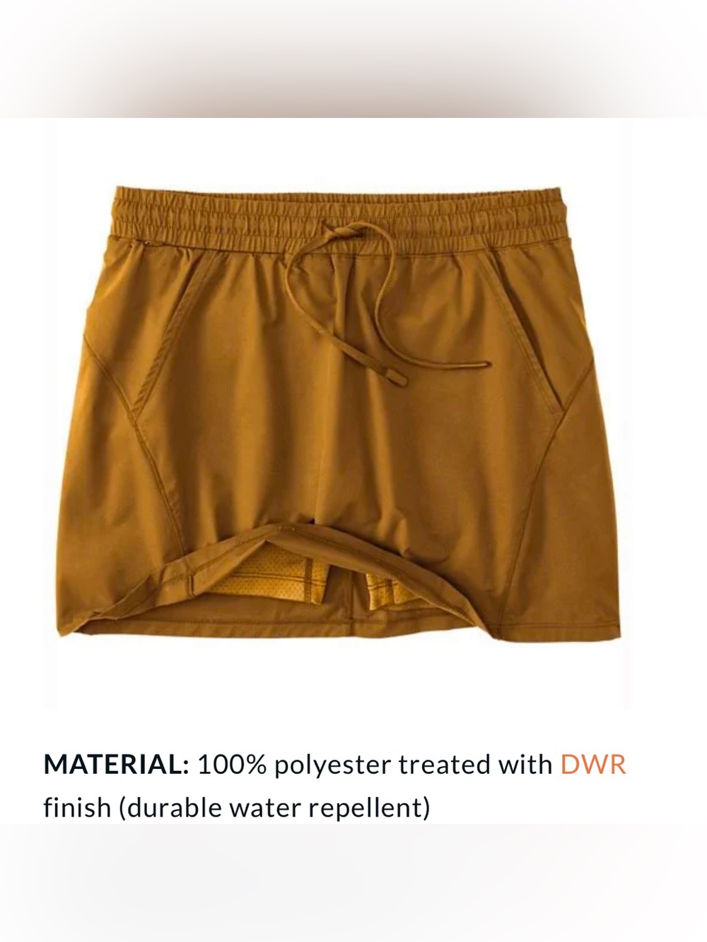 Title Nine Women's Drawstring Skort - Mustard - switchback hiking skort medium